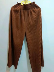 Pleated Brown Wide Leg Pants