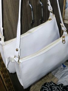 Chic White Croc-Embossed Shoulder Bag Set