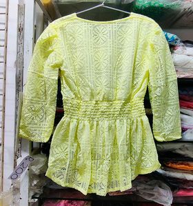 Chic Lemon Lace Peplum Top