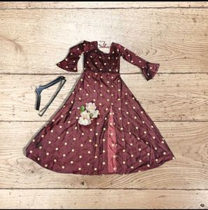 Maroon Polka Dot Anarkali Dress
