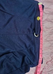 Navy Blue High-Waisted Wide-Leg Pleated Pants