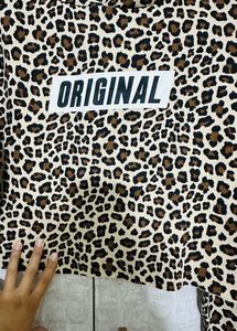 H&amp;M Leopard Print Sweatshirt With Hoodie