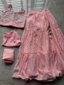 Stunning Pink Sequined Lehenga Choli Set