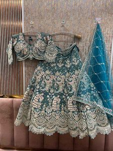 Embroidered Teal Lehenga Choli Set