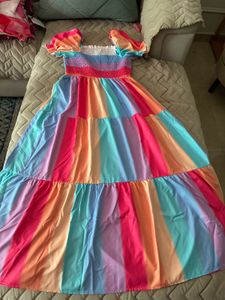 Rainbow Striped Maxi Dress