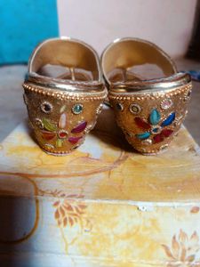 Elegant Gold Embellished Footwear