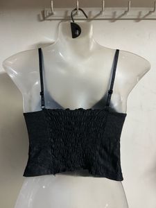 Black Denim Crop Top