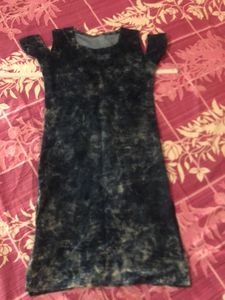 Trendy Cold Shoulder Acid Wash Dress