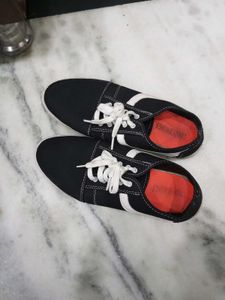 Black Canvas Sneakers with White Accents
