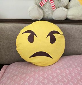 Grumpy Emoji Throw Pillow