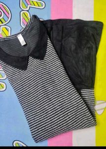 Striped Top with Collar Detail