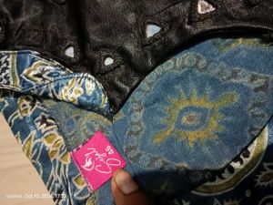 Stylish Printed Kurti with Black Embellishment