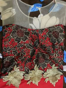 Stunning Red & Black Embroidered Gown