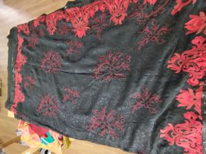 Black And Red Floral Saree (Women's)