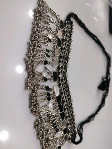 Ethnic Silver Black Choker Necklace