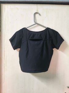 Chic Black Cut-Out Crop Top