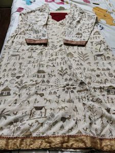 Gadwal cotton suit with tribal print