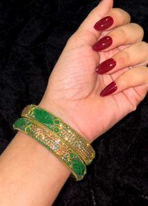 Exquisite Emerald &amp; Gold Bangles