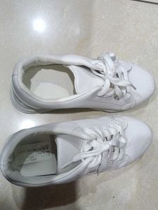 White Lace-Up Sneakers