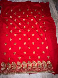 Elegant Red Embroidered dress material