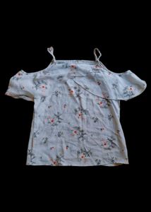 [SALE]💌 Pale blue floral off-shoulder top