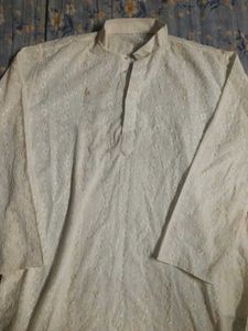 Men's Cream Kurta with Star Embroidery