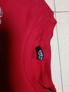 Combo of Red Graphic Tee and black backless top