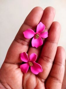 Magnolia Shaped Pink Earrings