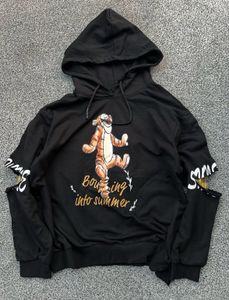 Black Graphic Hoodie with Tigger Print