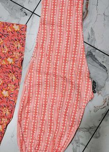 Peach Cotton Kurta Set 3XL
