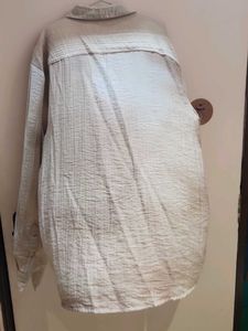 Women's Beige Textured Button-Up Shirt