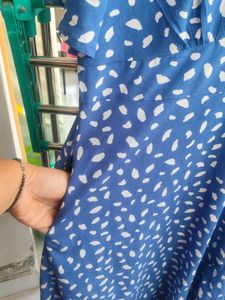 Blue &amp; White Printed knee length dress