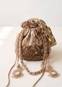 Elegant Embellished  velavte tassels Potli Bag