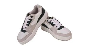 White &amp; Green Lace-Up Sneakers