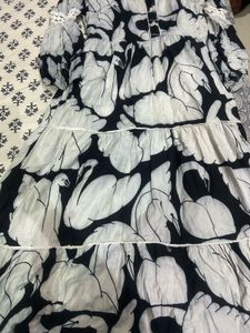 Mango - Swan Print Maxi Dress - colour spr
