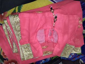 Pink Saree with Gold Embroidery