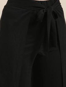 Chic Black Wide Leg Pants with Belt