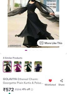 Georgette Plan Black Kurti And dupataa