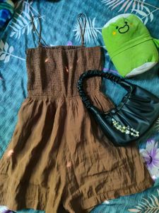 Smocked Brown Romper