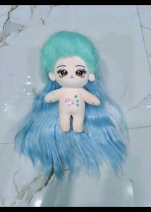Cute Plush Doll with Blue Hair
