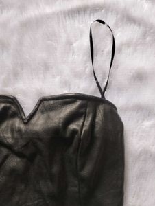 Black Faux Leather Top