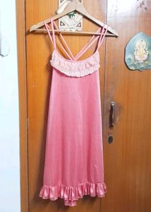 Elegant Pink Nightgown with Lace Trim