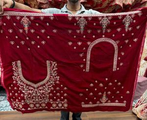 Exquisite Maroon Velvet Lehenga Choli