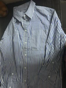 Classic Blue & White Striped Button-Up Shirt
