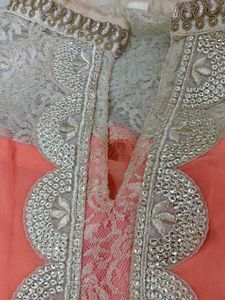 coral and baiege kurta set with under shirt