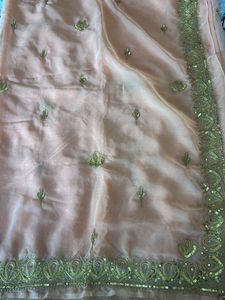 Elegant Peach Saree with Embellishments