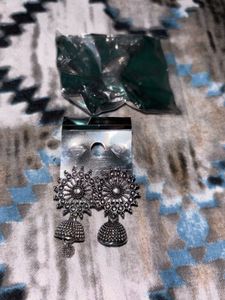 Oxidised Silver Jhumka Earrings