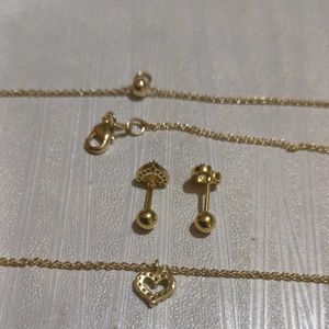 Dainty Heart Necklace &amp; Earring Set
