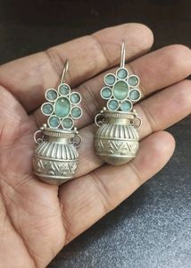 Very Very Beautiful Brass Earrings With Semi-precious Stone Work 👌 😍