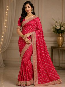 Red &amp; Gold Embroidered Fabric